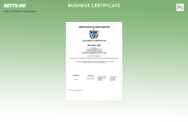 модерен стил Куба сертификат за регистрација Шаблон за Word и PDF